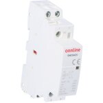 Contacteur modulaire 2 contacts no i=25a tension bobine u=230v ac 1 module onnline sm25a2o