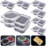 Conteneurs à condiments à double compartiment réutilisables avec couvercles, lot de 8, voyages boîtes ... Conteneurs à condiments à double compartiment réutilisables avec couvercles, lot de 8, voyages boîtes ...