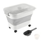 Ac - deco - conteneur  croquettes rtractable avec pelle - blanc / gris - 20 l - livraison gratuite