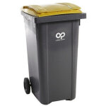 Conteneur � d�chets 240l couvercle jaune sur roues