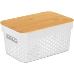 Conteneur en plastique avec couvercle en bambou, 26 x 17, 5 x 12, 5 cm