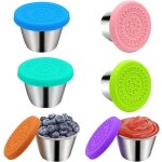 Conteneur � vinaigrette en acier inoxydable, 6 pcs mini tasses � sauce avec couvercles en silicone, mini ...