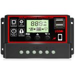 Contr�leur de charge solaire mppt dynamique, r�gulateur de batterie 12 v / 24 v, double port usb