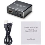 Convertisseur extracteur audio st�r�o hdmi 4k 2k hdmi vers hdmi + spdif optique 3, 5 mm