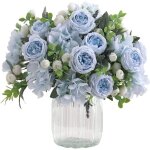 4 bouquets de fleurs d'hortensia pivoines blanches artificielles, peuvent �tre utilis�s pour la d�coration ...