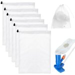 Lot de 6 sacs en maille filet pour piscine - sacs filtrants pour piscine - sacs en filet avec cordon ...