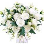 Bouquet de pivoines artificielles en soie, lot de 4, pour centre de table de mariage, décoration de cuisine, ... Bouquet de pivoines artificielles en soie, lot de 4, pour centre de table de mariage, décoration de cuisine, ...