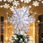 Cimier d'arbre de no�l avec projecteur de d�coration de flocon de neige argent� rotatif � led, projecteur ...