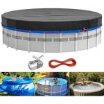Couverture de piscine hors sol ronde avec câble en acier assorti + tendeur de câble, tissu de haute qualité ... Couverture de piscine hors sol ronde avec câble en acier assorti + tendeur de câble, tissu de haute qualité ...