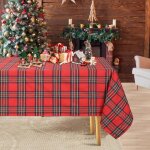 Nappe de table pour nol nappe rectangulaire carreaux 140 x 200 cm, nappe de table nappe en lavable pour ...