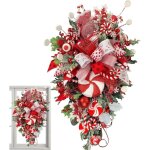 Swag de canne  sucre de nol swag artificiel de bonbons rouges et blancs pour la dcoration - couronnes ...