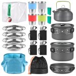 Cookware outdoor cooking cookware utensils kit family hiking travel picnic tableware collapsible bowl ...