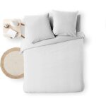 Douceur d'int�rieur - parure de lit 3 pi�ces - 100% coton fils teints - meline - blanc - 240 x 220 cm ...