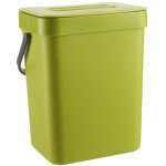 Corbeille � compost de cuisine 3l, poubelle suspendue avec couvercle, verte
