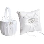 Gistuch - corbeille de demoiselle d'honneur et coussin d'anneau décoration de mariage satin blanc et ... Gistuch - corbeille de demoiselle d'honneur et coussin d'anneau décoration de mariage satin blanc et ...
