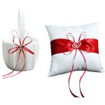 Corbeille de demoiselle d'honneur et coussin d'anneau décoration de mariage satin blanc et décoration ... Corbeille de demoiselle d'honneur et coussin d'anneau décoration de mariage satin blanc et décoration ...