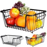 Corbeille a fruits et legumes en metal noir empilable