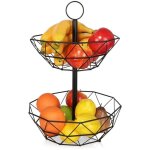 Corbeille a fruits moderne a deux niveaux en metal noir pour cuisine