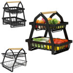 Corbeille � fruits rack, 2 tier fruit etag�re, support amovible pour fruits cuisine corbeille de rangement ...