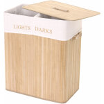 Hhg - jamais utilis] corbeille  linge 153, bambou, 2 compartiments, 63x55x34cm, 100l, nature