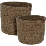 Corbeilles de rangement rondes, tisses en coton, 2 pices.