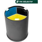 Jvd - corbeille de tri noire 13l 3 bacs colors - matriel professionnel
