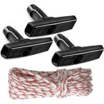 Corde et poign�e de d�marreur de moteur, cordons de traction de 10 m�tres avec 3 pi�ces de poign�e noire ...