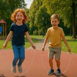 Corde � sauter 2. 10 m solide et l�g�re avec poign�es en bois naturel pour enfants et adultes couleurs ...