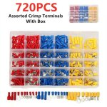 Cosses electriques 720 pi�ces, cosses electriques pour voiture, cosse � sertir, rondes, plates femelles ...