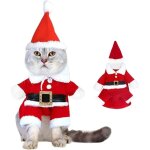 Costume de nol pour animaux de compagnie, vtements pour chat avec chapeau, taille s