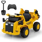Costway - 12v camion lectrique caterpillar enfant avec pelle  sable & benne basculante, voiture lectrique ...