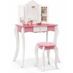 Costway - 2 en 1 coiffeuse enfants avec tabouret & miroir amovible  3 volets, table de maquillage avec ...