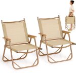 Costway - lot de 2 chaises de camping pliantes, chaises de plage lgres avec cadre en aluminium, supporte ...