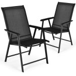 Costway - lot de 2 chaises de jardin pliantes avec accoudoirs charge 110kg, fauteuils de jardin pliables ...