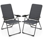 Costway - lot de 2 chaise pliante exterieur, fauteuil de jardin exterieur avec accoudoirs, dossier haut ...