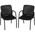 Costway - lot de 2 chaises de salles de runion, chaises de bureau en maille, accoudoirs, fauteuil de ...