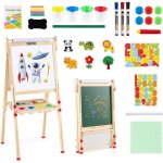 Costway 3 en 1 tableau enfant double face avec rouleau de papier & tableau noir / blanc, chevalet enfant ...