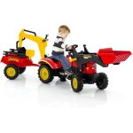 Costway 3 en 1 tractopelle enfant avec pelle & remorque amovible, tracteur � p�dales enfants avec volant ...