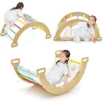 Costway - 4 en 1 arche d'escalade en bois enfants avec coussin moelleux, arche  bascule pour grimper ...