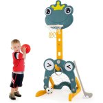 Costway 4 en 1 panier de basket - ball enfant en forme grenouille avec hauteur r�glable & base � remplir, ...