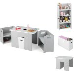 Costway 4 en 1 table enfants avec 2 chaises, table d'activits avec banc de rangement & couvercle amovible, ...