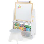 Costway - 4 en 1 tableau enfant en bois avec tableau noir & tableau magn�tique r�glable, chevalet d'art ...