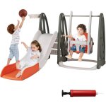 Costway - 4 en 1 toboggan enfant pliable avec balan�oire r�glable & panier de basketball, aire de jeux ...