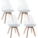 Costway lot de 4 chaises de salle � manger scandinave, chaise cuisine transparente, pieds inclin�s en ...