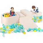 Costway - 5pcs aire de jeux en mousse enfants avec piscine  balles, blocs d'escalade en mousse avec ...
