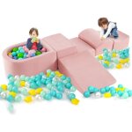 Costway - 5pcs aire de jeux en mousse enfants avec piscine  balles, blocs d'escalade en mousse avec ...