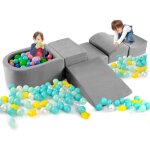 Costway - 5pcs aire de jeux en mousse enfants avec piscine  balles, blocs d'escalade en mousse avec ...