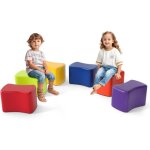 Costway 6 pcs tabourets enfants modulaires avec housse amovible en simili cuir & mousse, tabourets papillon ...