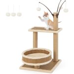 Costway - arbre à chat en bois 2 niveaux 40 cm, grand niche, perchoir plateforme, tapis en rotin, 3 pompons ... Costway - arbre à chat en bois 2 niveaux 40 cm, grand niche, perchoir plateforme, tapis en rotin, 3 pompons ...
