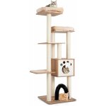 Costway - arbre  chat en bois avec niche et 2 perchoirs en peluche, grand condo pour chat  plusieurs ...